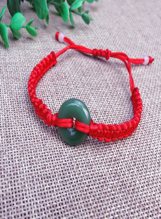 FORUBUS Green Jade Buddha Circle Red String Pendant Necklace - Chinese Traditional Amulet for Luck and Protection-3bracelets - Image 3